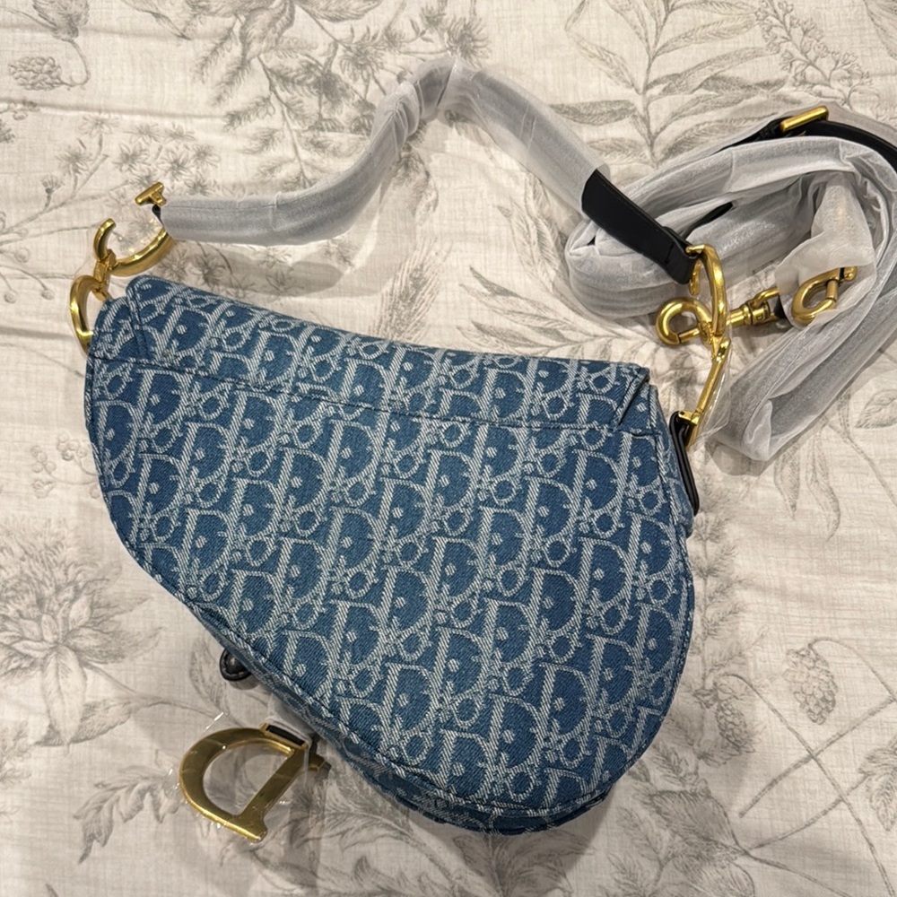 Dior Style Blue and Gray Shoulder Bag - Picture 3 of 8